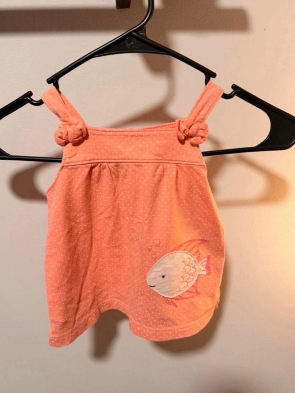 child of mine Coral Dot Tank Top with Fish Applique